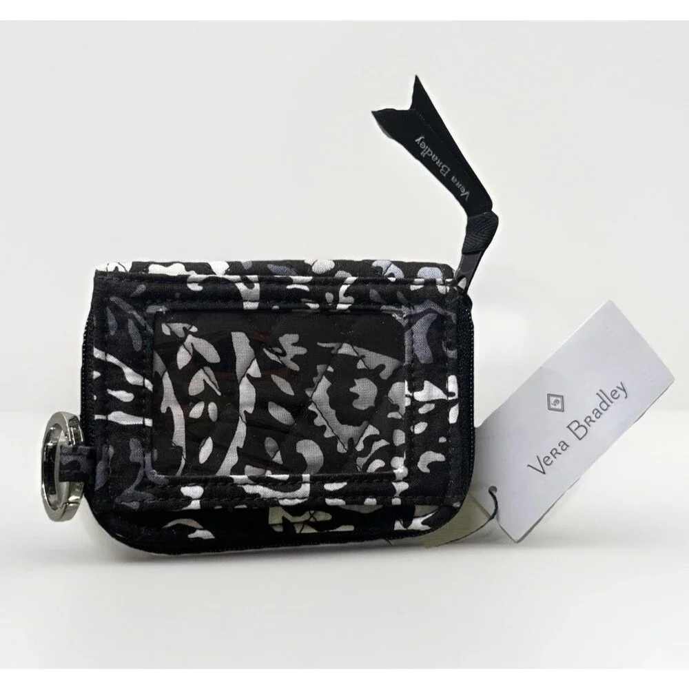 Vera Bradley NOIR PAISLEY RFID Cotton Petite Zip Around Wallet NWT - Picture 4 of 12
